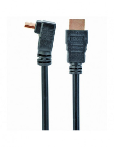 Cabluri video HDMI - VGA - DVI - DP Cable HDMI to HDMI90 3.0m Cablexpert male-male90, V1.4, Black, CC-HDMI490-10, One jakc be