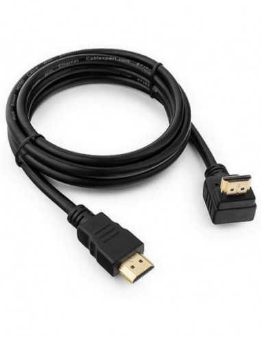Видеокабели HDMI / VGA / DVI / DP Cable HDMI to HDMI90 1.8m Cablexpert male-male90, V1.4, Black, CC-HDMI490-10, One jakc bent