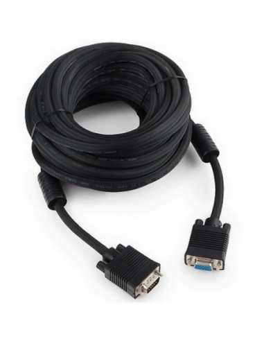Cabluri video HDMI - VGA - DVI - DP Cable VGA Premium Extension 10.0m, HD15MHD15F Black, Cablexpert, dual-shield w2ferrite core