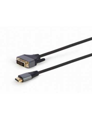 Cabluri video HDMI - VGA - DVI - DP Cable HDMI to DVI 4K, 1.8m Cablexpert, male-male, GOLD, Blister retail, CC-HDMI-DVI-4K-6
