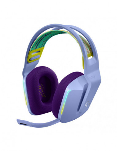 Игровые гарнитуры Logitech Gaming Wireless Headset Logitech G733, 40mm drivers, 20-20kHz, 39 Ohm, 87.5dB, 278g, 29h, BLUE VO!CE,