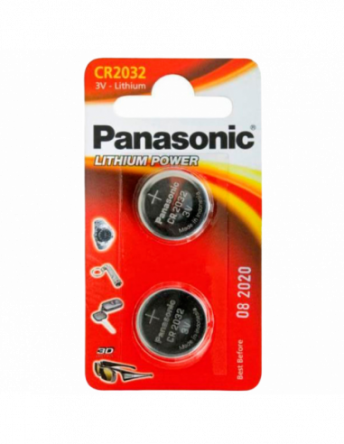 Батарейки дисковые: класс CR, LR CR2032, Blister2, Panasonic, CR-2032EL2B