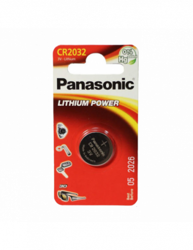 Батарейки дисковые: класс CR, LR CR2032, Blister1, Panasonic, CR-2032EL1B