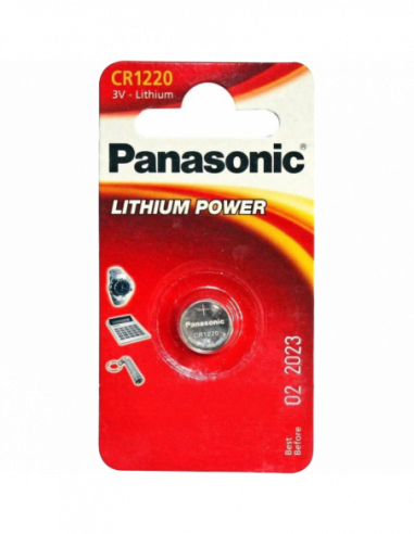 Батарейки дисковые: класс CR, LR CR1220, Blister1, Panasonic, CR-1220EL1B