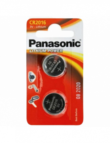 Батарейки дисковые: класс CR, LR CR2016, Blister2, Panasonic, CR-2016EL2B