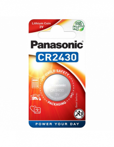 Батарейки дисковые: класс CR, LR CR2430, Blister1, Panasonic, CR-2430EL1B