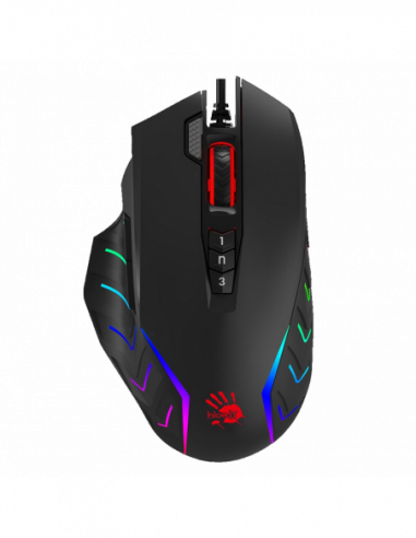 Игровые мыши Bloody Gaming Mouse Bloody J95s, 100-8000 dpi, 9 buttons, 150IPS, 25G, 105g, Ergonomic, Programmable, XGlide, 1.8m,
