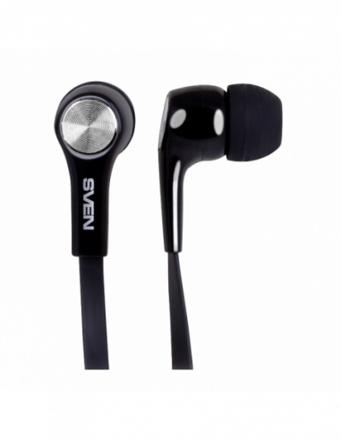 SVEN Căști, căști cu microfon Earphones SVEN E-210M, Black, with Microphone, 4pin 3.5mm mini-jack, cable 1.2m