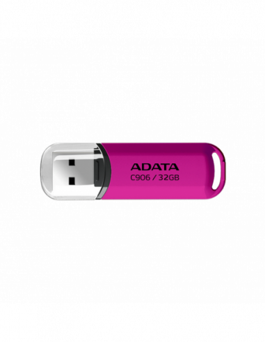 Plastic, clasic cu capac 32GB USB2.0 Flash Drive ADATA C906, Rose, Plastic, Classic Cap (AC906-32G-RPP)
