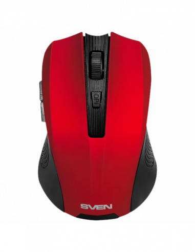 Mouse-uri SVEN Wireless Mouse SVEN RX-350W, Optical, 600-1400 dpi, 6 buttons, Soft Touch, 2xAAA, Red