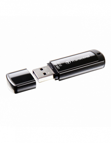 Пластик, классика с колпачком 8GB USB2.0 Flash Drive Transcend JetFlash 350, Black, Classic Cap (RW:184MBs)
