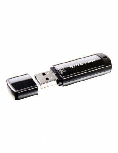 Пластик, классика с колпачком 32GB USB2.0 Flash Drive Transcend JetFlash 350, Black, Classic Cap (RW:188MBs)