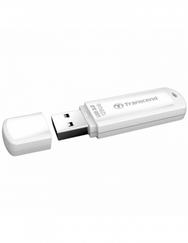 Plastic, clasic cu capac 128GB USB3.1 Flash Drive Transcend JetFlash 730, White Classic Cap (RW:9040MBs)
