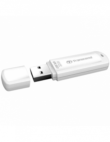 Пластик, классика с колпачком 32GB USB3.1 Flash Drive Transcend JetFlash 730, White, Classic (RW:9020MBs)