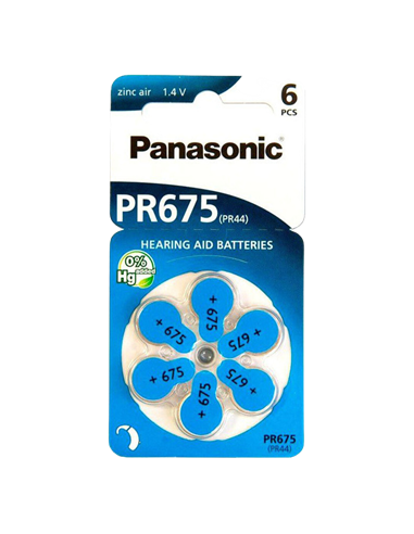 Дисковые батарейки Panasonic PR-675H/6LB, PR675, 605мА·ч, 6шт.