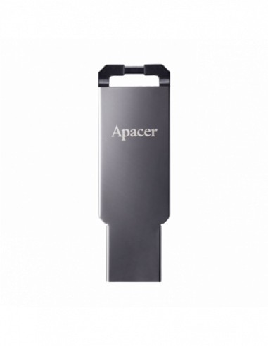 Metalic-Viteză mare-Premium 64GB USB3.1 Flash Drive Apacer AH360, Black Nickel, Slim Metallic, Capless (AP64GAH360A-1)
