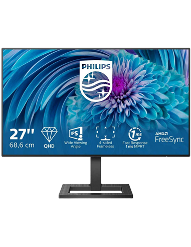 27" Монитор PHILIPS 275E2FAE, IPS 2560x1440 WQHD, Чёрный