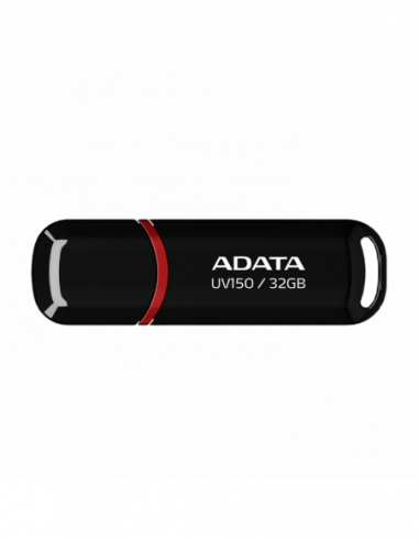 Plastic, clasic cu capac 32GB USB3.1 Flash Drive ADATA UV150, Black, Plastic, Classic Cap (RW:4020MBs)