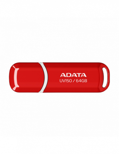 Plastic, clasic cu capac 64GB USB3.1 Flash Drive ADATA UV150, Red, Plastic, Classic Cap (RW:8020MBs)