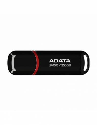 Пластик, классика с колпачком 256GB USB3.1 Flash Drive ADATA UV150, Black, Plastic, Classic Cap (RW:10050MBs)