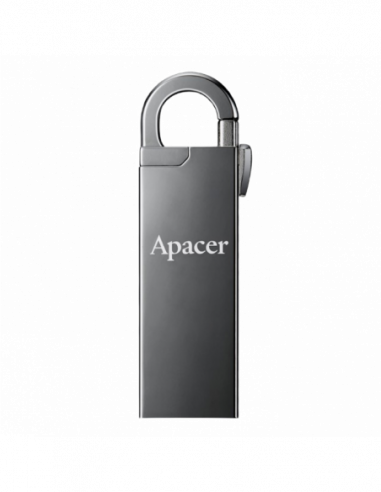Металл/Высокая скорость/Премиум 32GB USB3.1 Flash Drive Apacer AH15A, Dark Gray, Metal, Keychain-Carabin, Capless (AP32GAH15AA-1