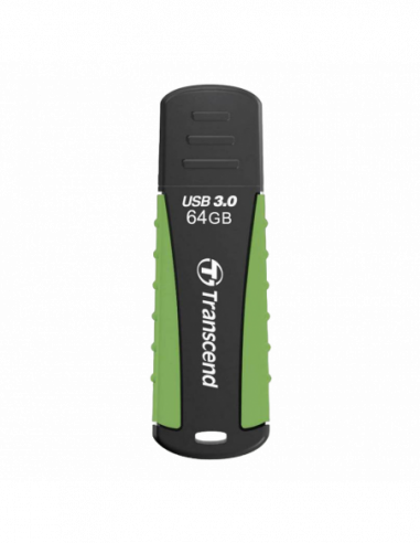Metalic-Viteză mare-Premium 64GB USB3.1 Flash Drive Transcend JetFlash 810, Black-Green, Rubber Case (RW:9030MBs)