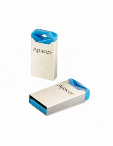 Metalic-Viteză mare-Premium 32GB USB2.0 Flash Drive Apacer AH111, Silver-Blue, Super-Mini, Metal, Capless (AP32GAH111U-1)