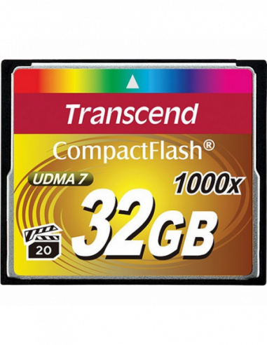 Компактные флэш-карты .32GB CompactFlash Card, Hi-Speed 1000X, Transcend TS32GCF1000 (RW: 160120MBs)