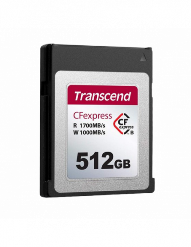 Carduri compacte flash 512GB CFexpress 2.0 Type B (PCIe 3.0 x2, NVMe 1.3), Transcend TS512GCFE820 (RW: 17001000MBs)
