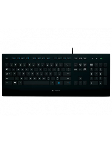 Tastaturi Logitech Keyboard Logitech K280e, Low-profile, Quiet typing, Spill-resistant, Palm rest, FN key, 1.7m, USB, EN, Black