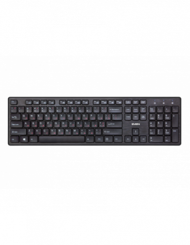 Клавиатуры SVEN Wireless Keyboard SVEN KB-E5800W, Slim, Low-profile keys, Fn key, Nano rec., 2.4 Ghz, 1xAA, Black