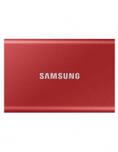 Unitate SSD externă portabilă USB3.0 .500GB (USB3.2Type-C) Samsung Portable SSD T7 , Red (85x57x8mm, 58g, RW:10501000MBs)