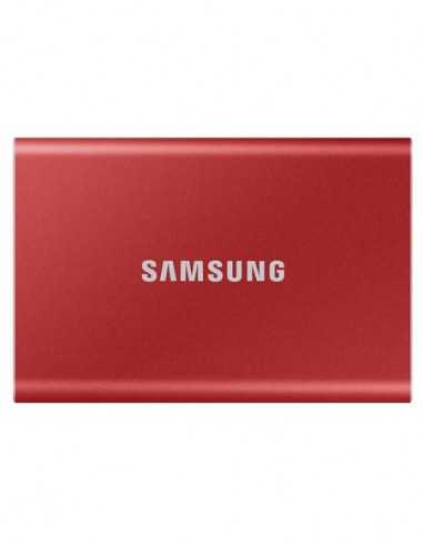 Unitate SSD externă portabilă USB3.0 2.0TB (USB3.2Type-C) Samsung Portable SSD T7 , Red (85x57x8mm, 58g, RW:10501000MBs)