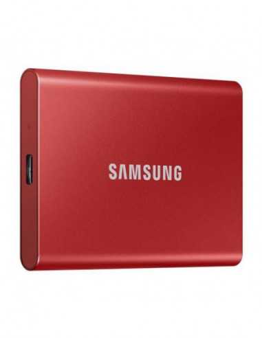 USB3.0 Внешний портативный SSD 1.0TB (USB3.2Type-C) Samsung Portable SSD T7 , Red (85x57x8mm, 58g, RW:10501000MBs)