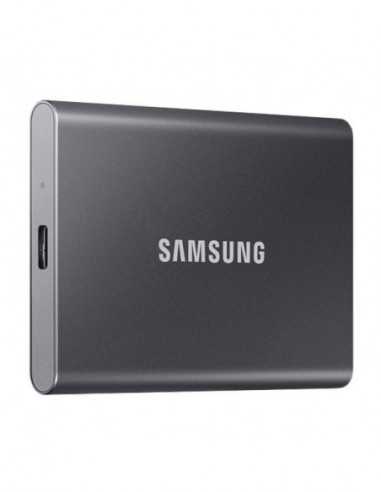 USB3.0 Внешний портативный SSD 2.0TB (USB3.2Type-C) Samsung Portable SSD T7 , Grey (85x57x8mm, 58g, RW:10501000MBs)