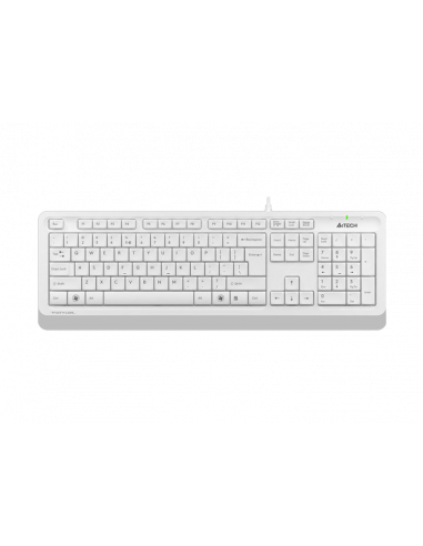 Клавиатуры A4Tech Keyboard A4Tech FK10, Multimedia Hot Keys, Laser Inscribed Keys , Splash Proof, 1.5m, USB, ENRURO, WhiteGrey