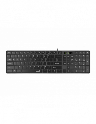 Клавиатуры Genius Keyboard Genius SlimStar 126, Multimedia, 12 Fn keys, Low-profile, Chocolate keycap, Smart, Brushed metal fini