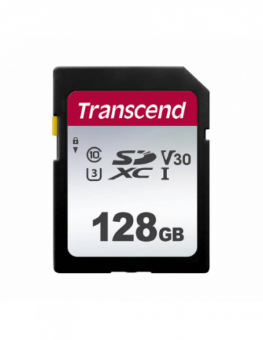 Безопасные цифровые карты 128GB SDXC Card (Class 10) UHS-I, U1, Transcend 300S TS128GSDC300S (RW:9545MBs)