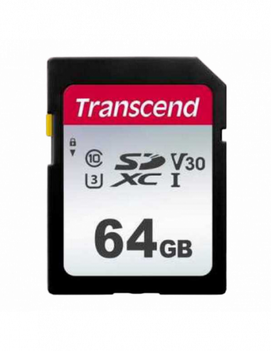 Безопасные цифровые карты .64GB SDXC Card (Class 10) UHS-I , U3, Transcend 300S TS64GSDC300S (RW:9545MBs)