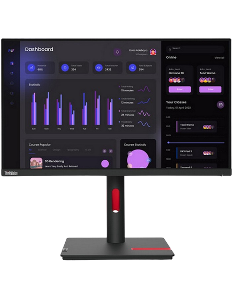 23,8" Monitor Lenovo T24i-30, IPS 1920x1080 FHD, Negru