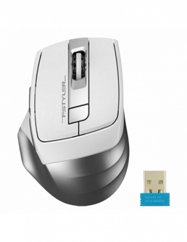 Mouse-uri A4Tech Wireless Mouse A4Tech FB35, Optical, 1000-2000 dpi, 6 buttons, Ergonomic, 1xAA, BT+2.4Ghz, White