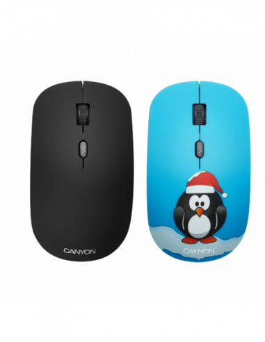 Мыши Canyon Wireless Mouse Canyon CND-CMSW400PG, Optical, 800-1600dpi, 4 buttons, Ambidextrous, 1xAA, BlackPic.