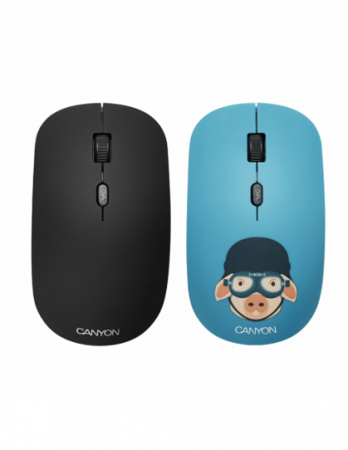Mouse-uri Canyon Wireless Mouse Canyon CND-CMSW401MP, Optical, 800-1600dpi, 4 buttons, Ambidextrous, 1xAA, BlackPic.