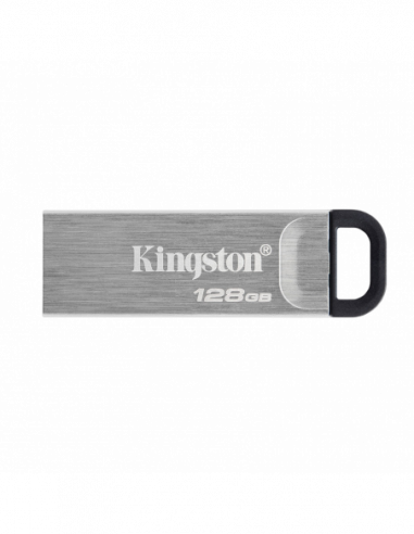 Металл/Высокая скорость/Премиум 128GB USB3.2 Flash Drive Kingston DataTraveler Kyson, Silver, Metal Case, Key Ring (DTKN128GB)