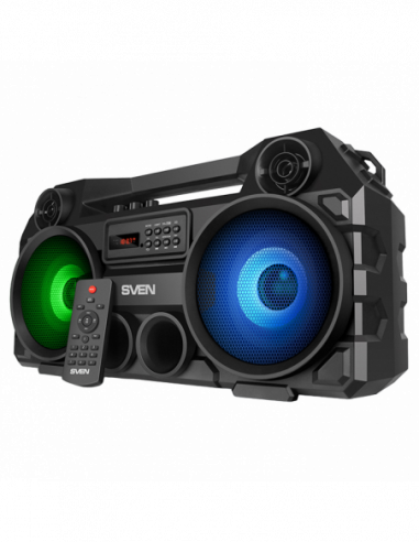 Boxe portabile SVEN Speakers SVEN PS-580 36w, Black, Bluetooth, FM, USB, microSD, LED-display, RC, 2x2000mAh