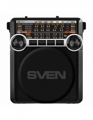Boxe portabile radio cu ceas Speakers SVEN Tuner SRP-355 Black, 3w, FM, USB, SDmicroSD, flashlight