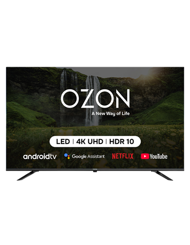 50" LED SMART Телевизор OZON U50Z8000R, 3840x2160 4K UHD, Android TV, Чёрный