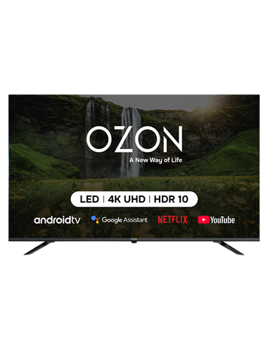 55" LED SMART Телевизор OZON U55Z8000R, 3840x2160 4K UHD, Android TV, Чёрный