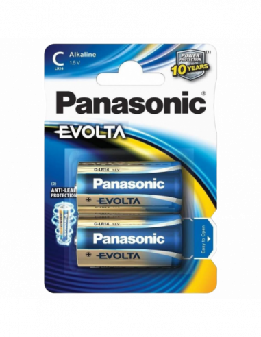 Батарейки C, D, Crona, 4.5, CR - щелочные, литиевые C size Panasonic EVOLTA 1.5V, Alkaline, Blister2, LR14EGE2BP