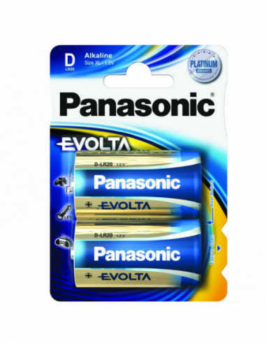 Baterii C, D, Crona, 4.5, CR - alcaline, litiu D size Panasonic EVOLTA 1.5V, Alkaline, Blister2, LR20EGE2BP